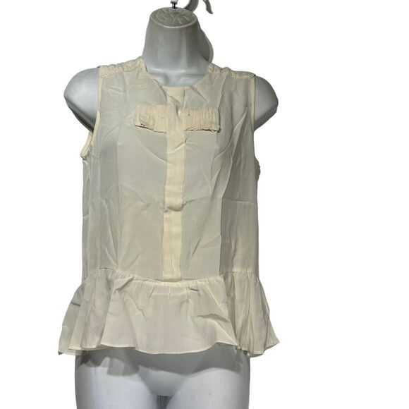 Sandro Silk Zip Back Short Sleeve Sheer Blouse Size 1 - Picture 1 of 6